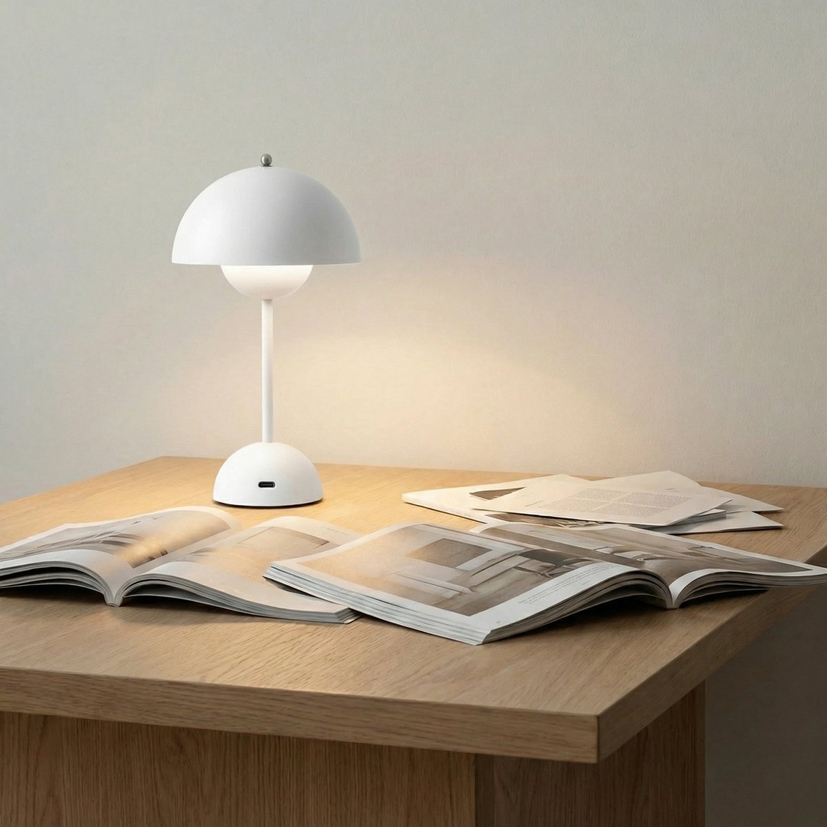 Sculpted Gloss Dome Lamp, Modern Style, 12-Inch Tall Fixture