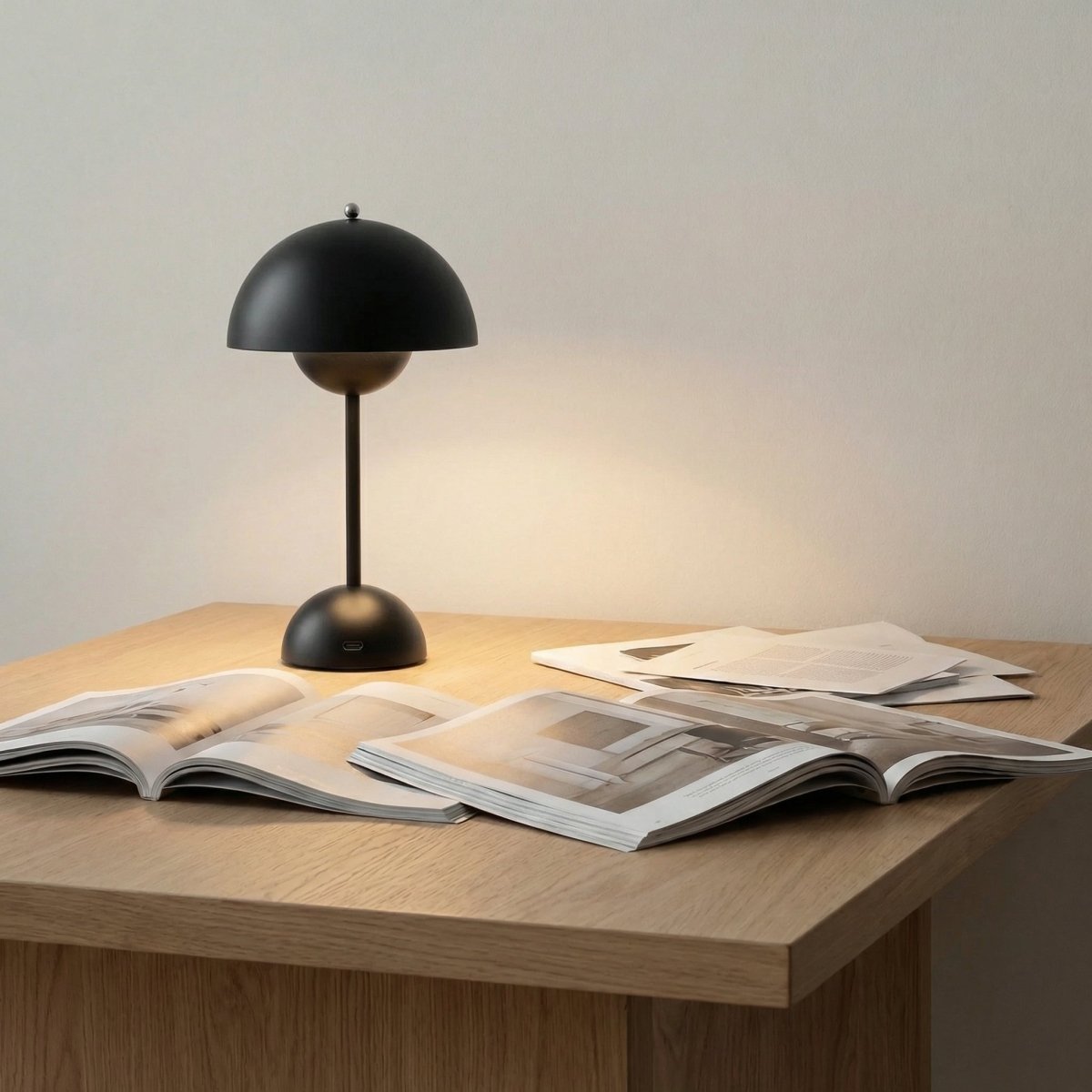 Sculpted Gloss Dome Lamp, Modern Style, 12-Inch Tall Fixture