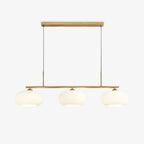 Linear 3-globe pendel, hvide glasskærme, nikkel eller guld