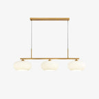 Linear 3-globe pendel, hvide glasskærme, nikkel eller guld