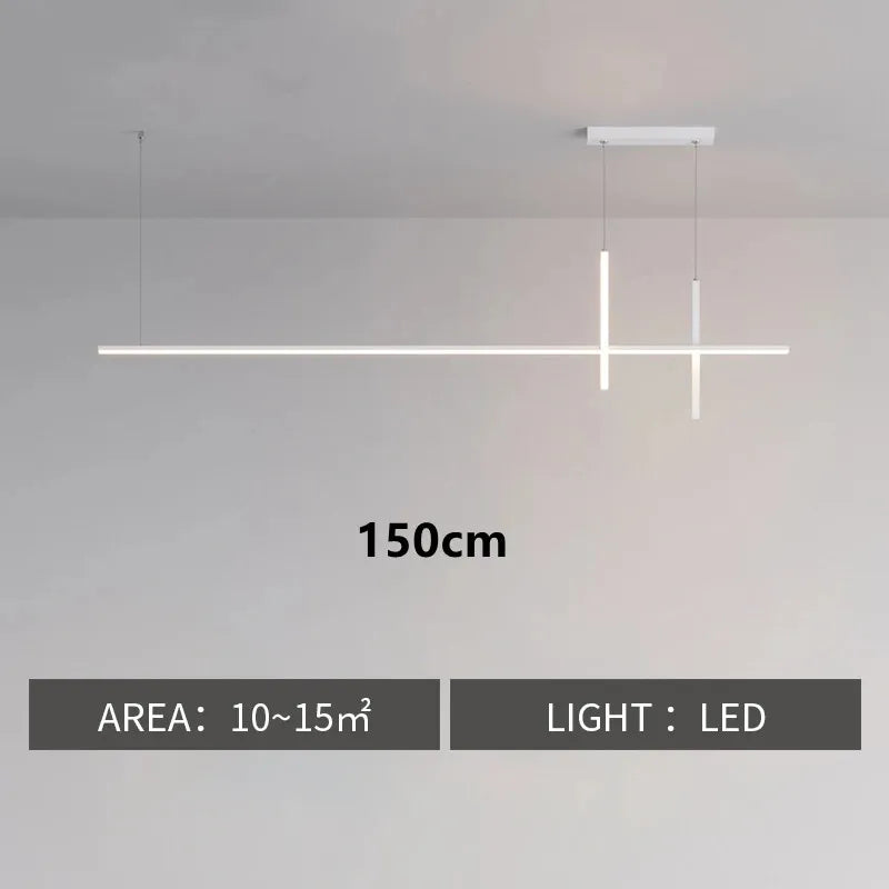 Black Minimalist LED Pendant Light, Dimmable Suspension Lamp For Dining Tables