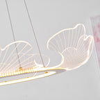 Sea leaf chandelier glowing in a sophisticated living space