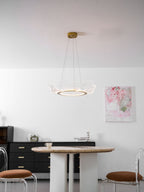 Clear acrylic leaf chandelier with gold scallop edges
