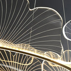 Gold leaf chandelier as a centrepiece over a dining area