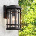 Bubble Glass Wall Light, Thea Retro Black Outdoor Aluminum Sconce