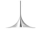 Curved aluminium pendant shade shown in close detail