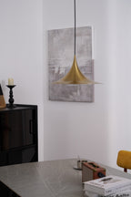 Semi pendel, bueformet spunset aluminiums-skærm, E26/E27, fast installation