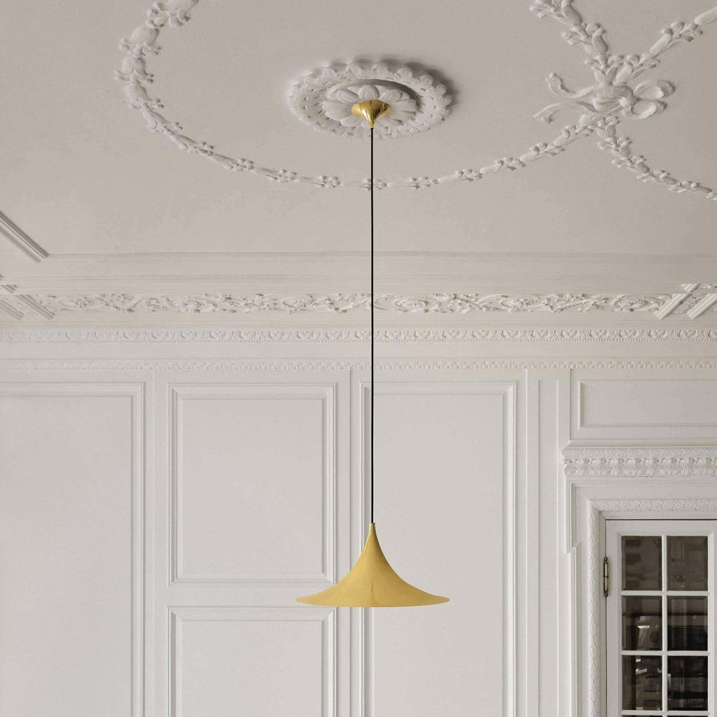 Semi pendel, bueformet spunset aluminiums-skærm, E26/E27, fast installation