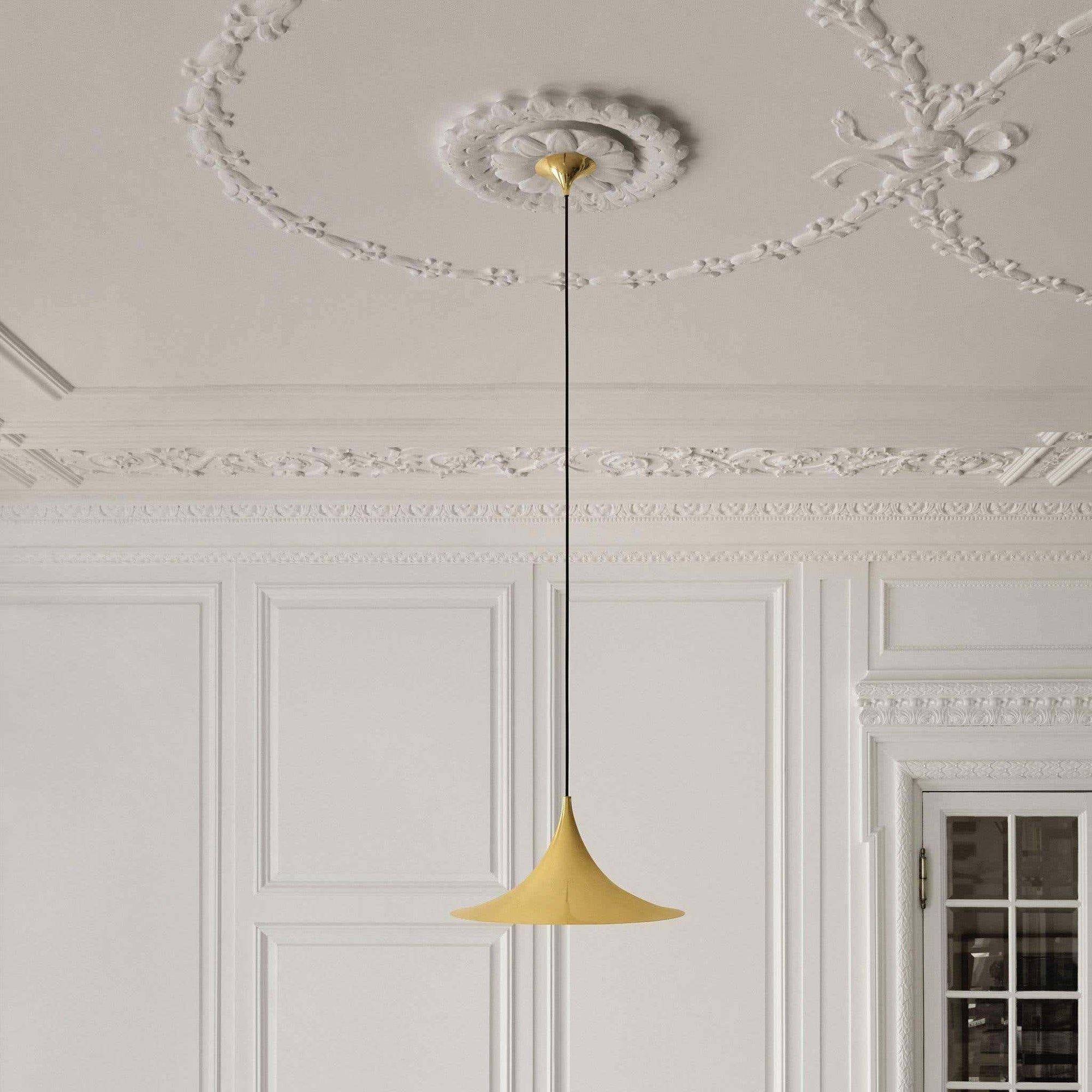 Semi pendel, bueformet spunset aluminiums-skærm, E26/E27, fast installation
