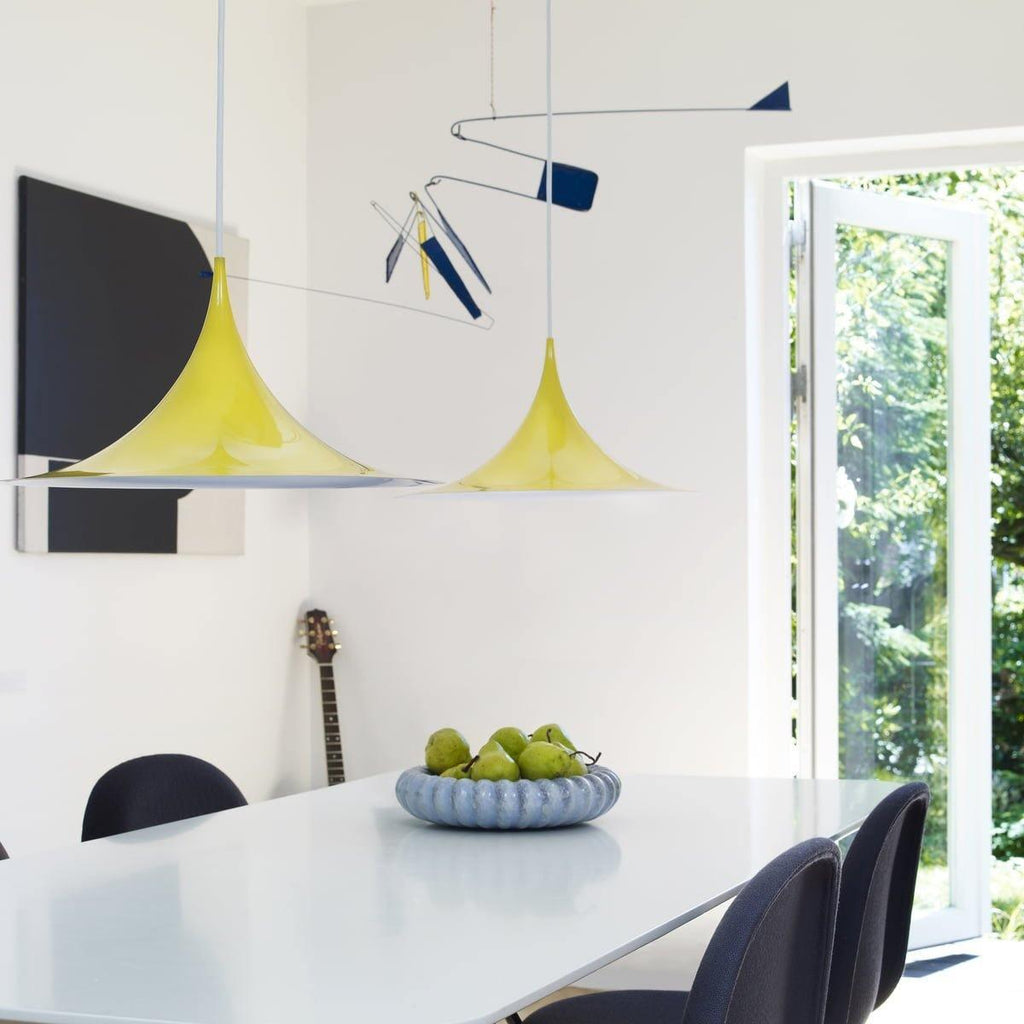 Semi pendel, bueformet spunset aluminiums-skærm, E26/E27, fast installation