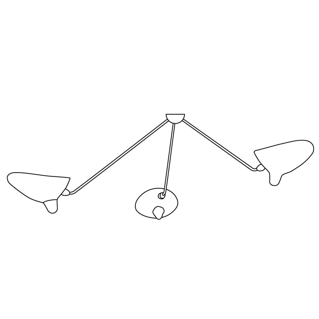 Multi-arm spider ceiling light suspended in a styled space