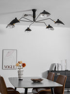 Spider ceiling light arms spreading across a ceiling