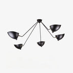 Spider ceiling light arms spreading across a white ceiling