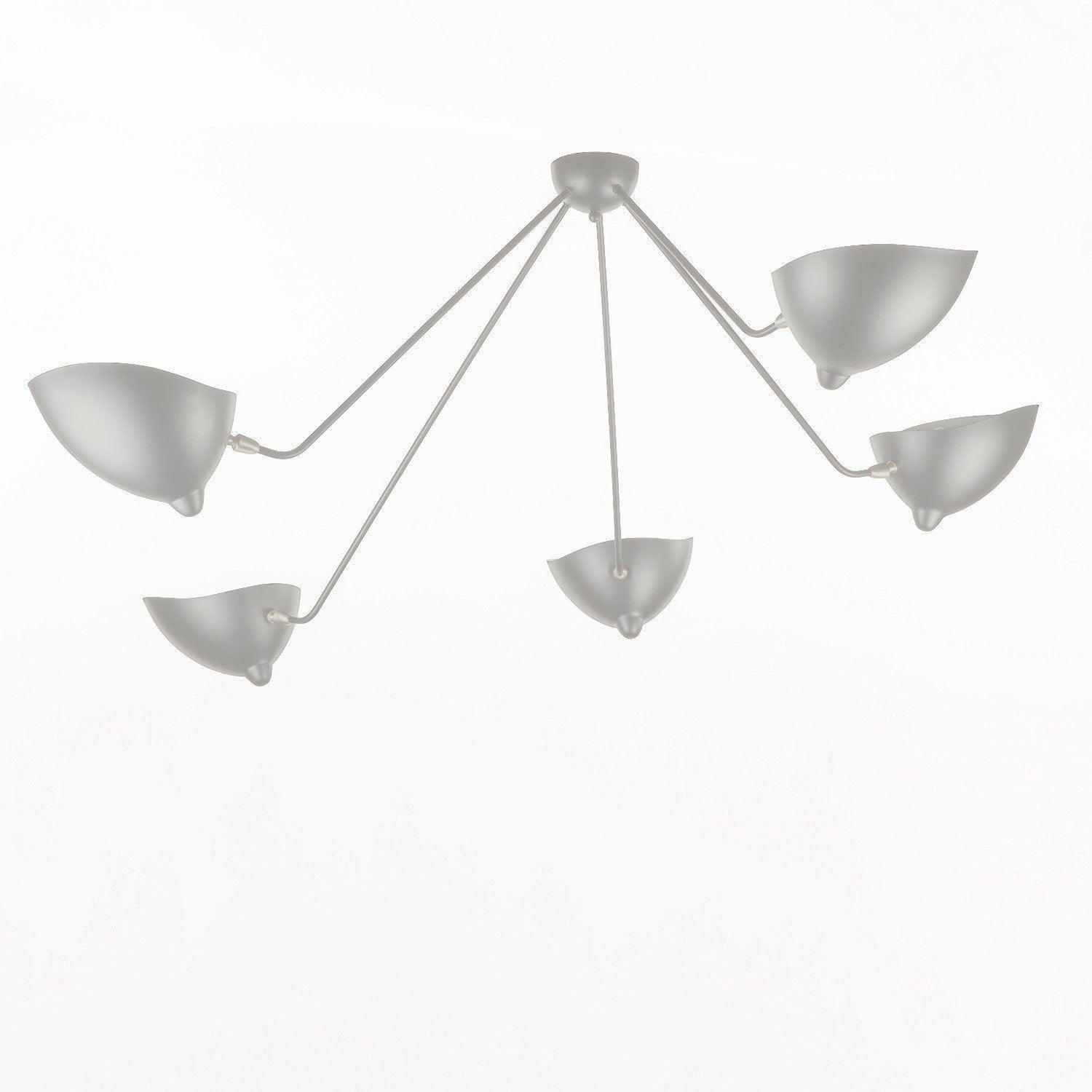 Five-arm spider ceiling light shown from a side angle