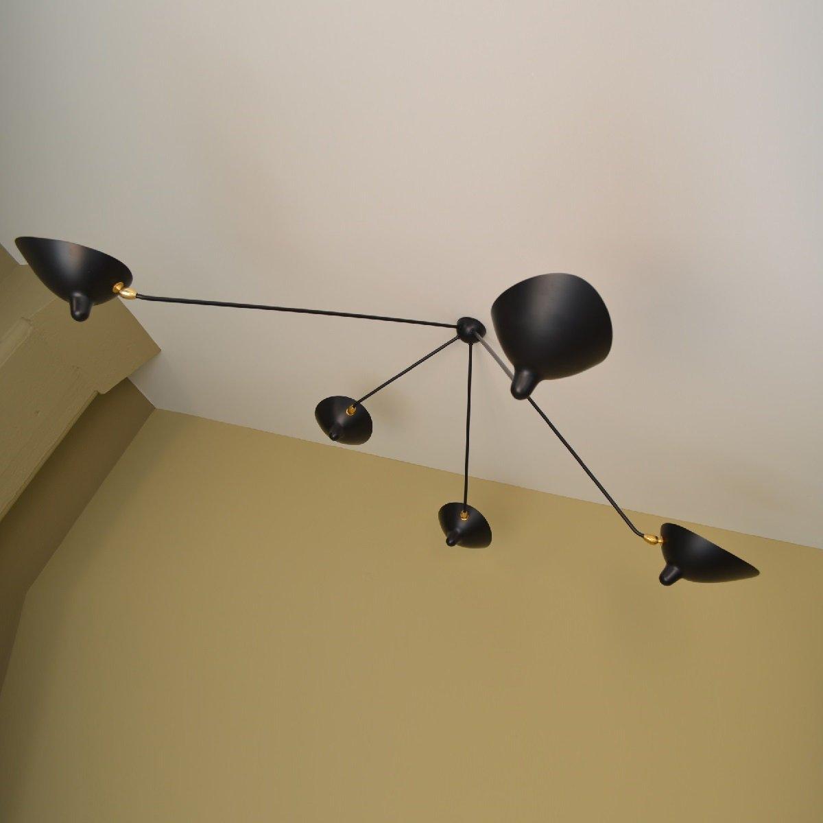 Spider Ceiling Light, Multi-Arm Aluminium & Brass, E26/E27, Hardwired