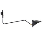 Spider wall sconce with slender extending arm and pivoting shade