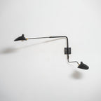 Long-arm wall sconce mounted on a wall directing light downward