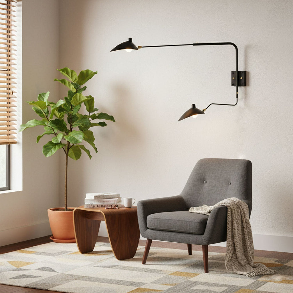 Spider wall sconce mounted on wall in a furnished room