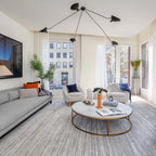 Multi-arm ceiling light reflector and arm joint close-up