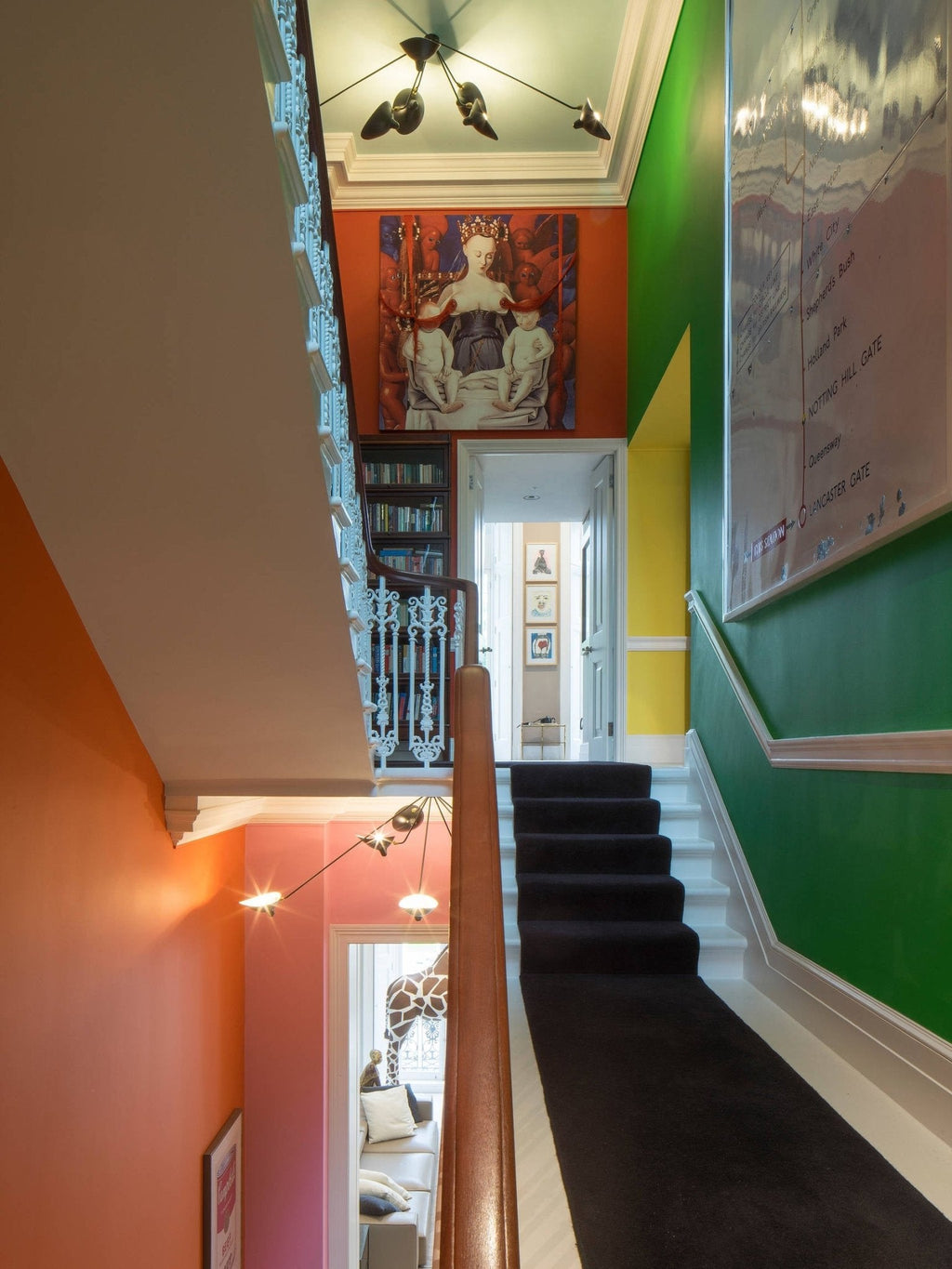 Multi-arm ceiling light shown in a styled interior