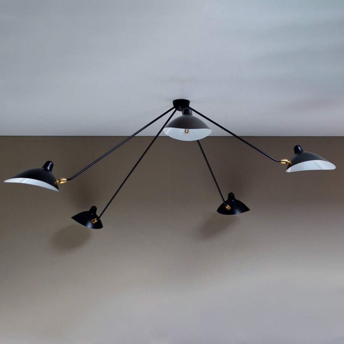 Spider Ceiling Light, Multi-Arm Aluminium & Brass, E26/E27, Hardwired
