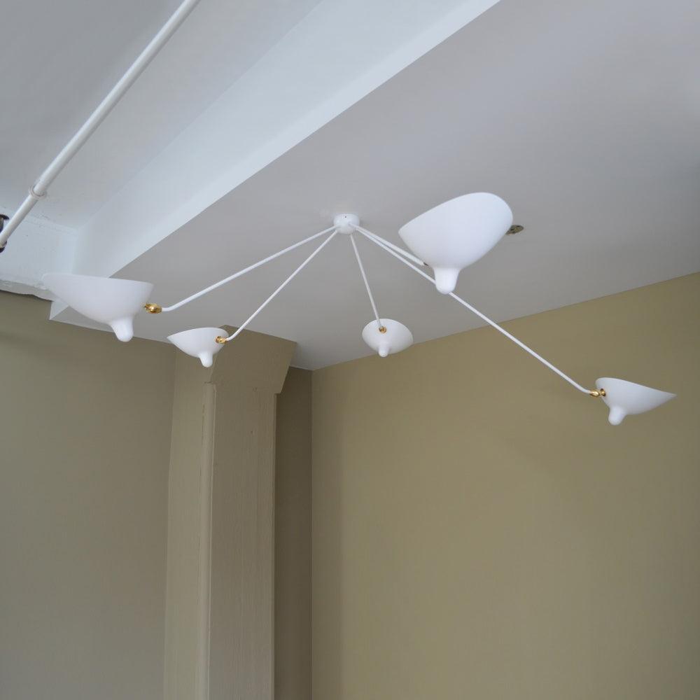 Multi-arm ceiling light with reflectors aimed in different directions