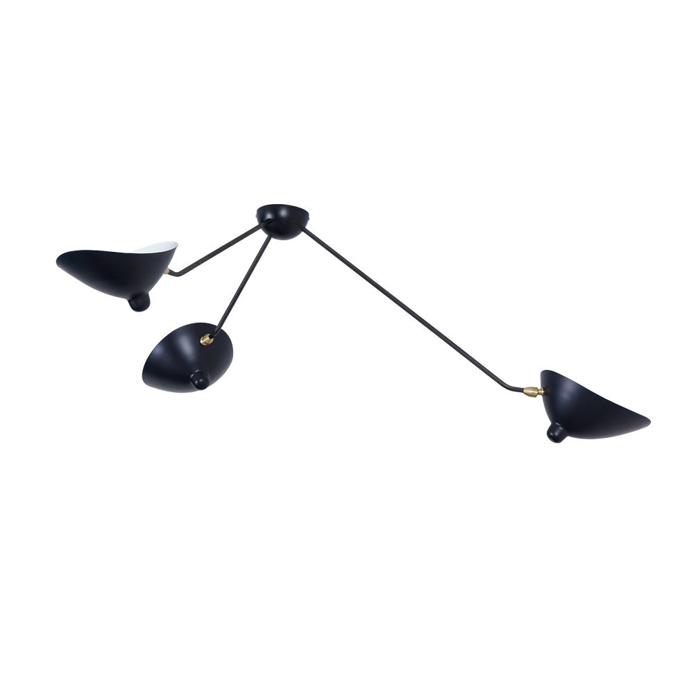 Multi-arm spider ceiling light with reflectors fanning outward