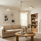 Multi-arm ceiling light viewed from a side angle