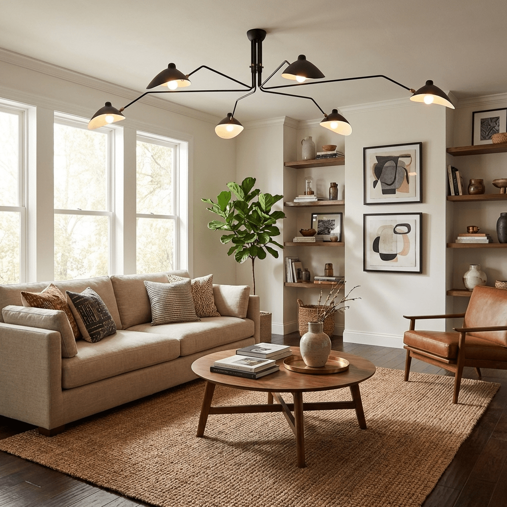 Spider ceiling light with slender arms and reflector cups