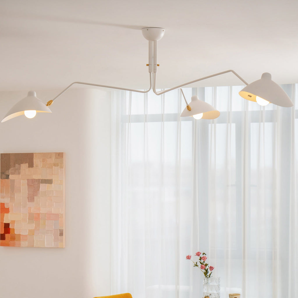 Mid-century multi-arm ceiling light with reflector shades