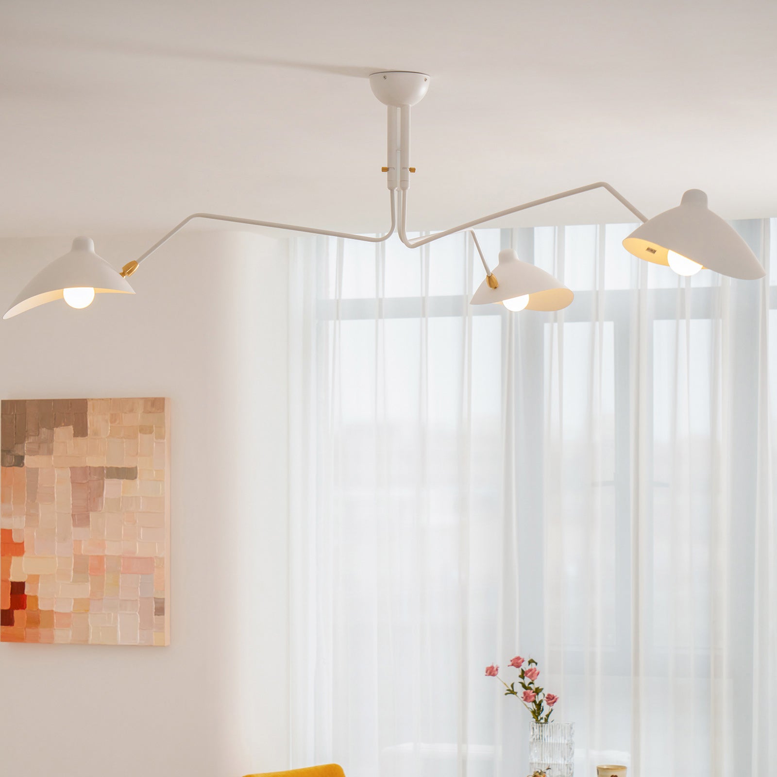 Mid-century multi-arm ceiling light with reflector shades