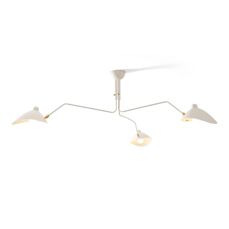 Suspended multi-arm ceiling light with slender steel arms