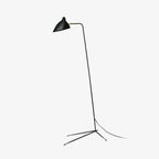 Black spider floor lamp shown straight on, full height