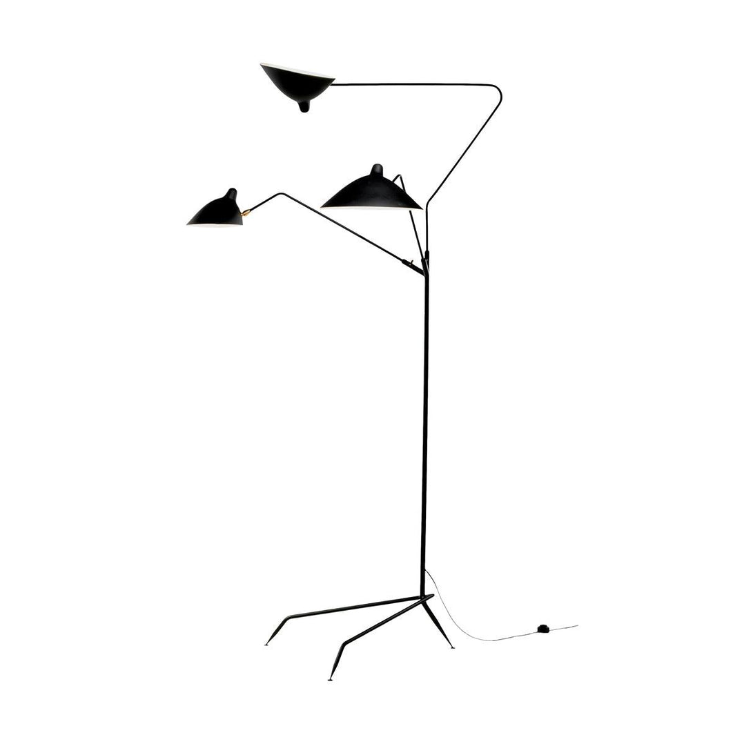 Spider Floor Lamp, Sculptural Black Metal Arm, E26/E27, Plug-In