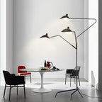 Spider Floor Lamp, Sculptural Black Metal Arm, E26/E27, Plug-In