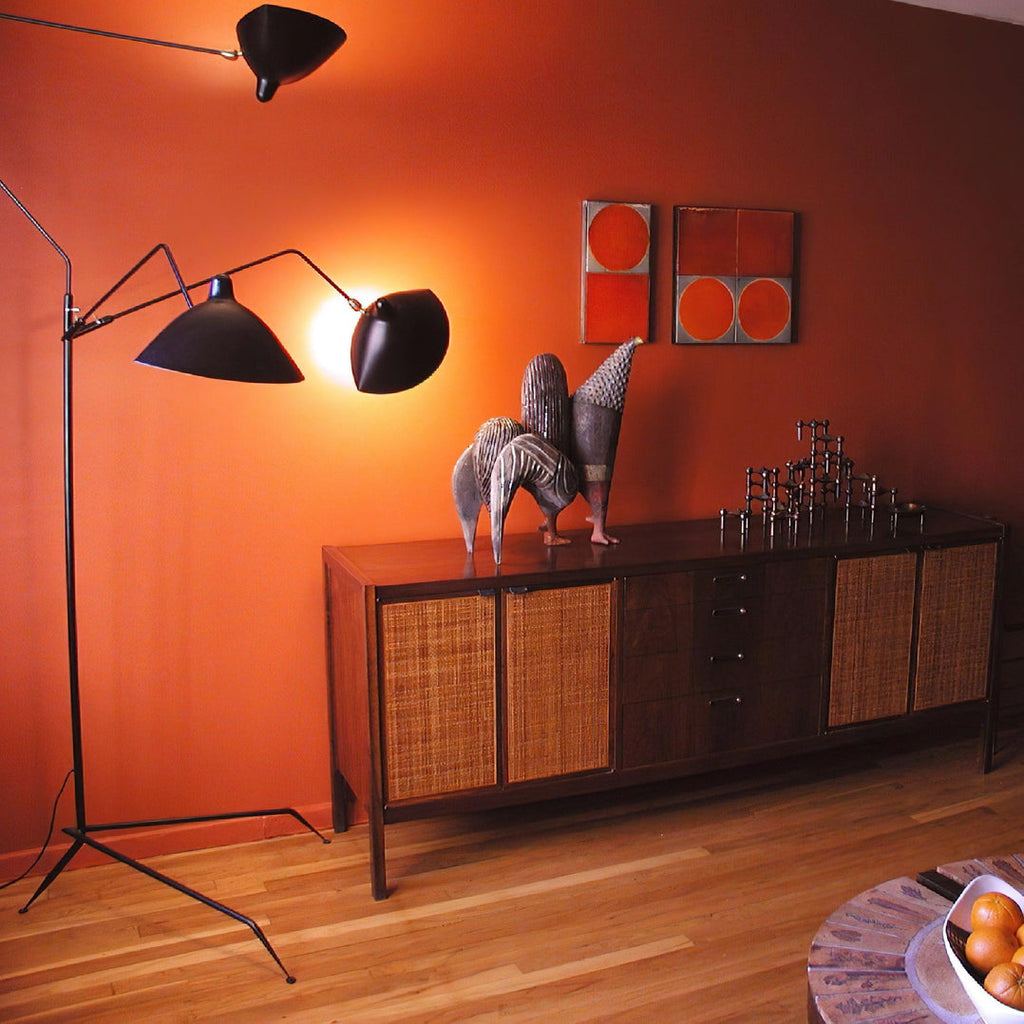 Spider Floor Lamp, Sculptural Black Metal Arm, E26/E27, Plug-In