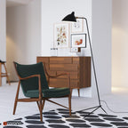 Spider Floor Lamp, Sculptural Black Metal Arm, E26/E27, Plug-In