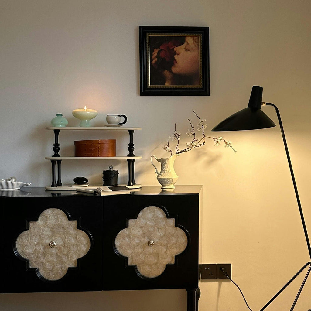 Spider Floor Lamp, Sculptural Black Metal Arm, E26/E27, Plug-In