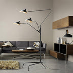 Spider Floor Lamp, Sculptural Black Metal Arm, E26/E27, Plug-In