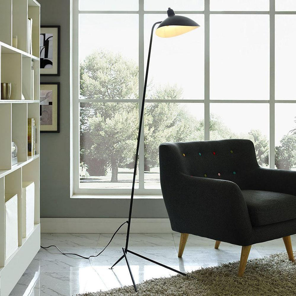 Spider Floor Lamp, Sculptural Black Metal Arm, E26/E27, Plug-In