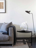 Spider floor lamp tripod base and slim stem detail