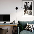 Plug-in wall lamp with inline switch and trailing cord