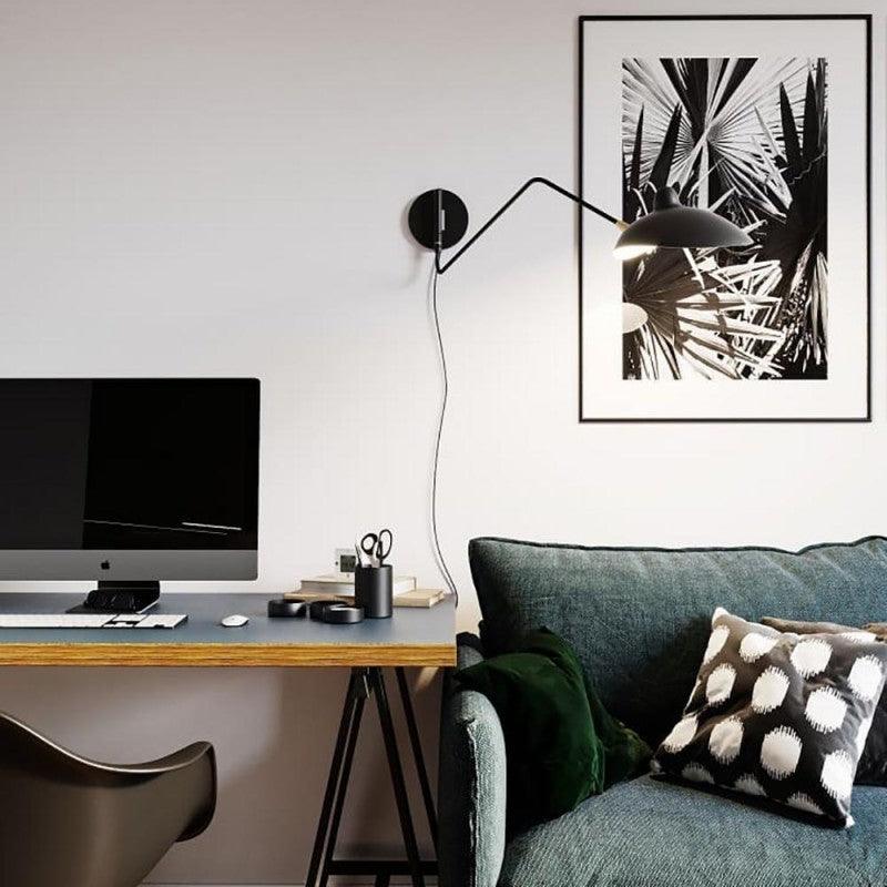 Plug-in wall lamp with inline switch and trailing cord