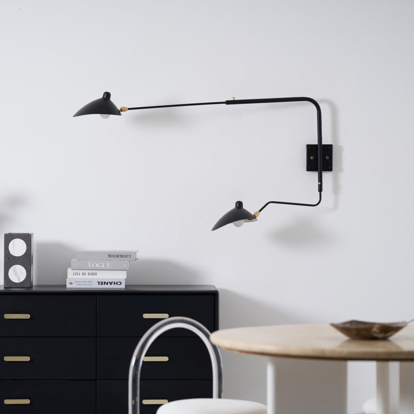 Wall Sconce, Spider Long-Arm, Rotating Shade, Metal and Brass, E26 / E27