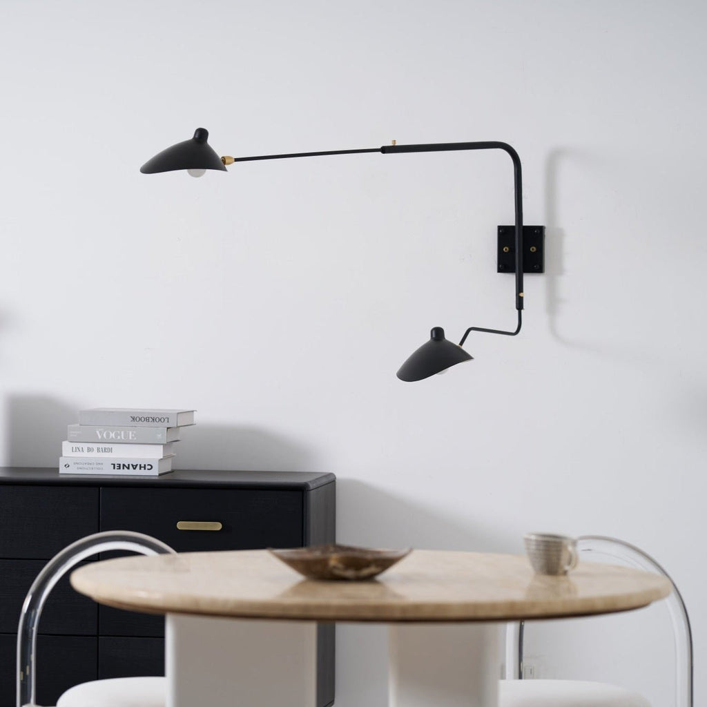 Wall Sconce, Spider Long-Arm, Rotating Shade, Metal and Brass, E26 / E27
