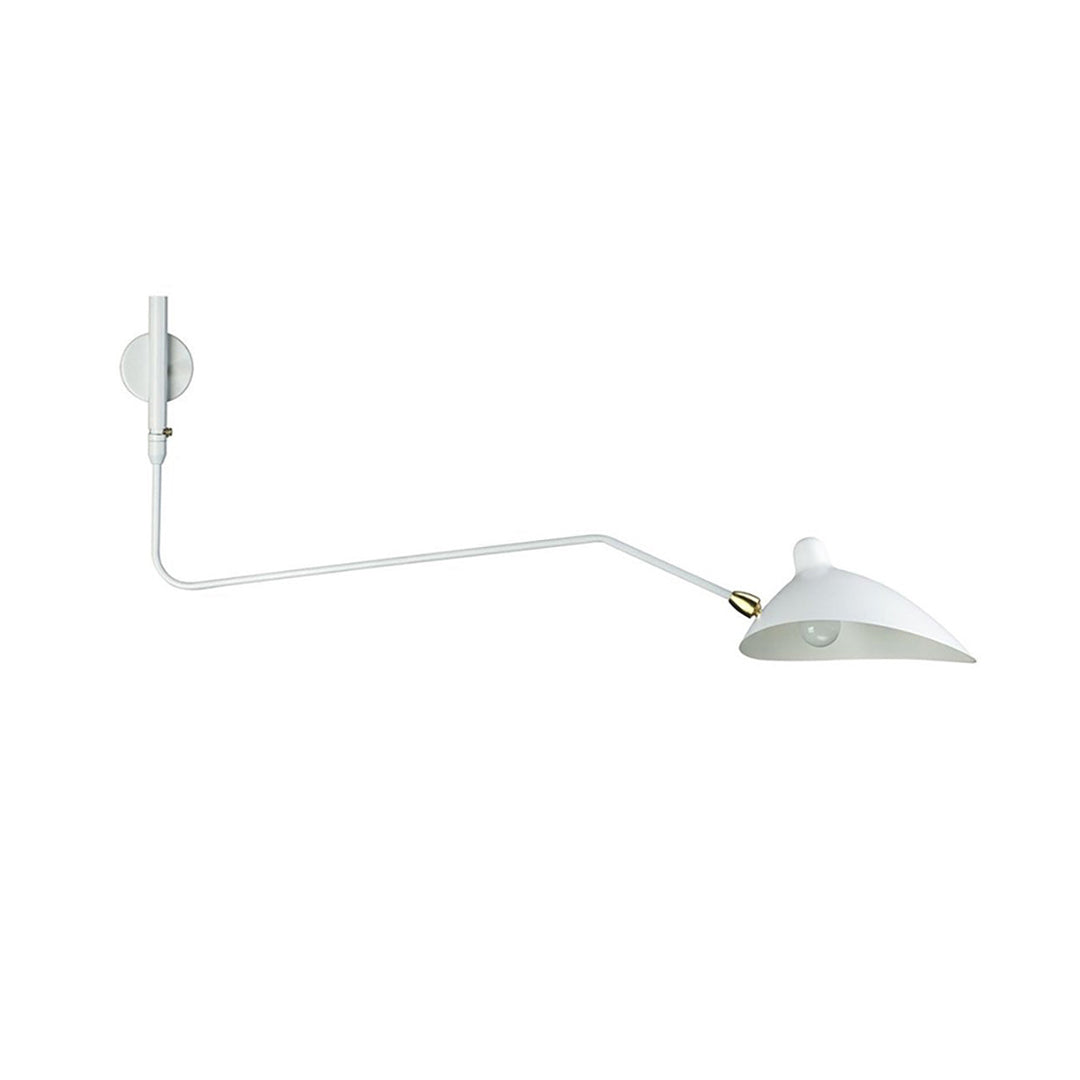 Long-arm wall sconce with rotating cone shade in black finish