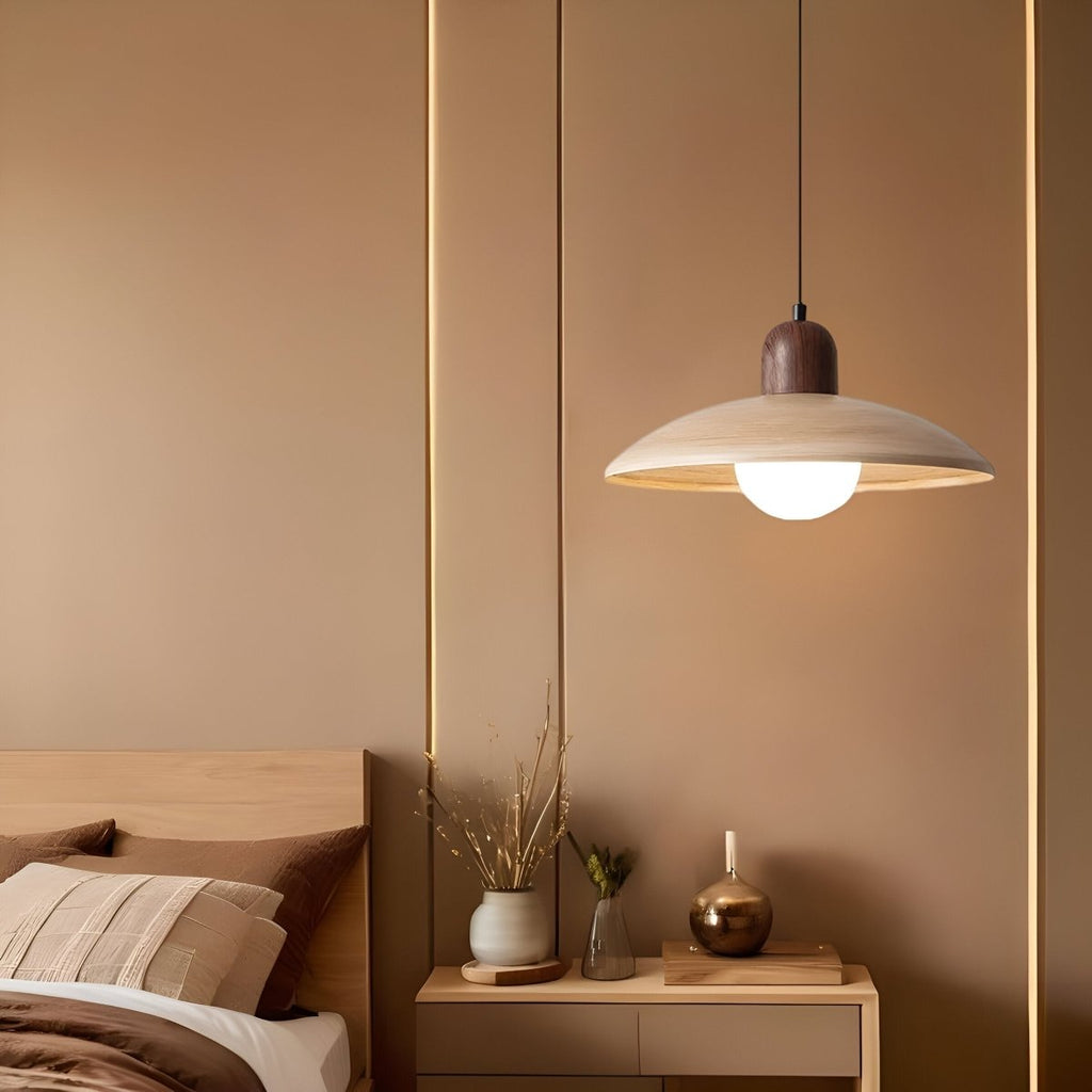 Wood Dome Pendant Light For Contemporary Ceiling Fixture