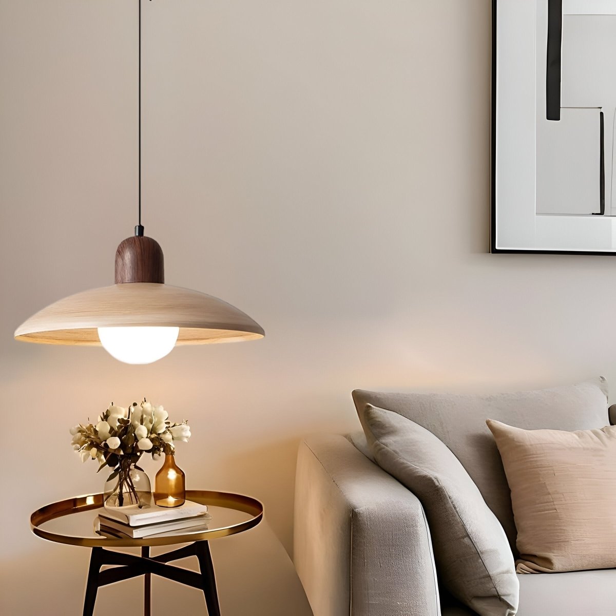 Wood Dome Pendant Light For Contemporary Ceiling Fixture