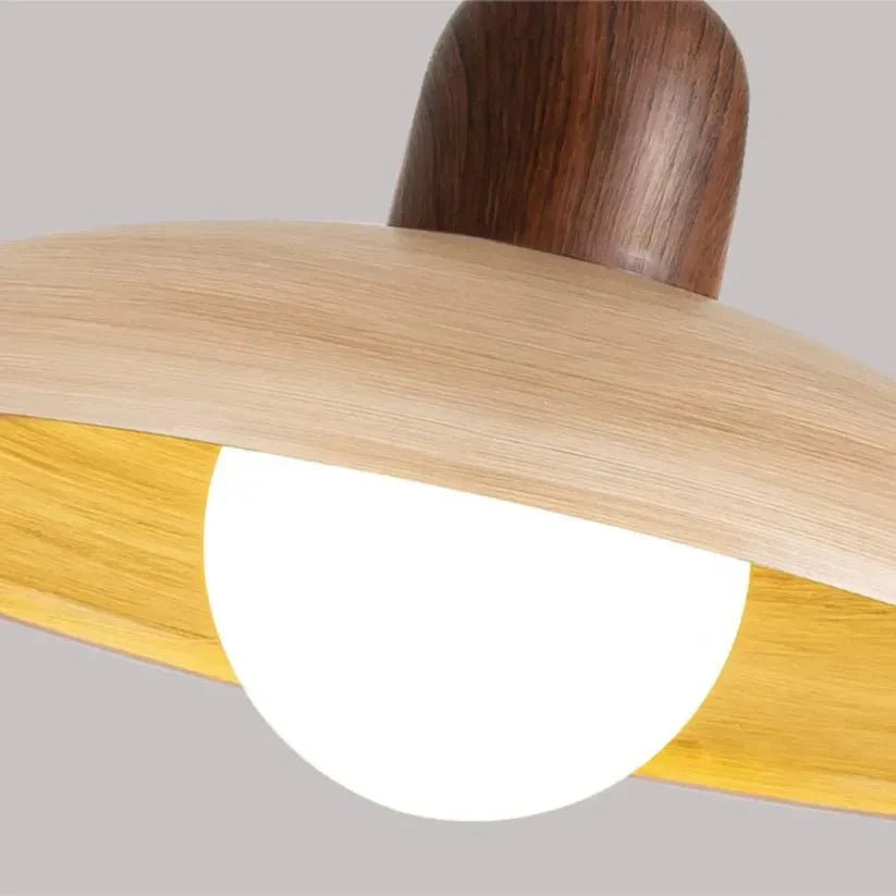 Wood Dome Pendant Light For Contemporary Ceiling Fixture