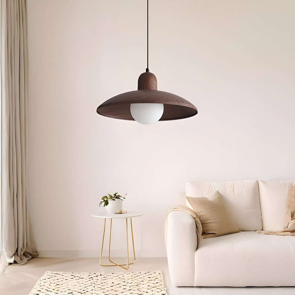Wood Dome Pendant Light For Contemporary Ceiling Fixture